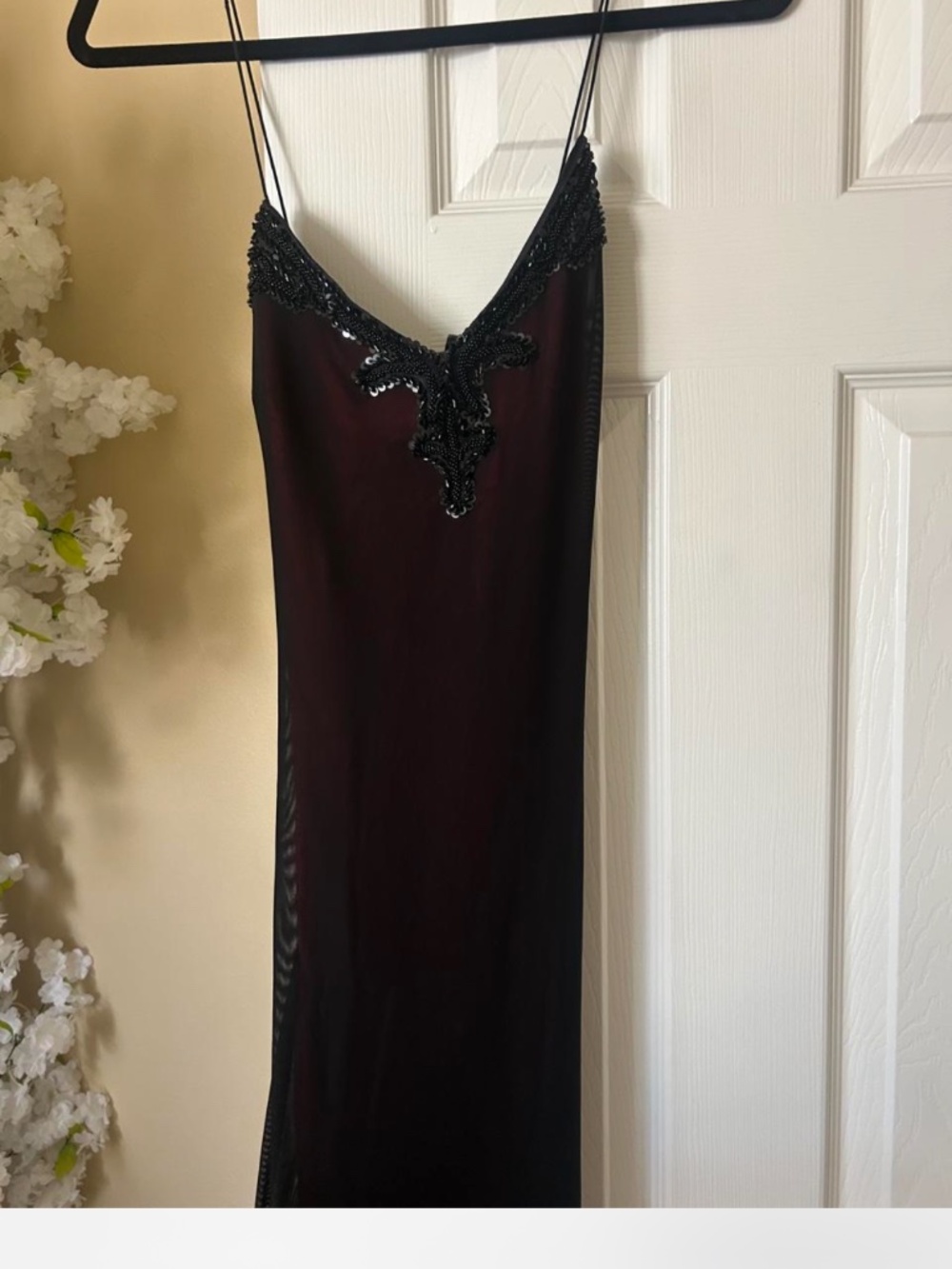 Rimini Gothic vintage Black beaded maxi dress